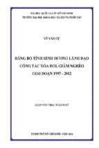 đảng bộ tỉnh bình dương lãnh đạo công tác xóa đói, giảm nghèo giai đoạn 1997 2012    