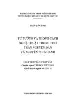 Tư tưởng và phong cách nghệ thuật trong thơ trần nguyên đán và nguyễn phi khanh    