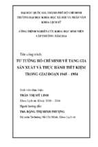 Tư tưởng hồ chí minh về tăng gia sản xuất và thực hành tiết kiệm trong giai đoạn 1945 – 1954    
