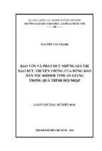 Bảo tồn và phát huy những  giá trị đạo đức truyền thống của đồng bào dân tộc khmer tỉnh an giang trong quá trình hội nhập    