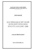 Quá trình giải quyết vấn đề ruộng đất ở đồng bằng sông cửu long (1992 2008)    