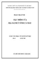 đặc điểm của địa danh ở tỉnh cà mau    