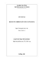 Hệ phương trình tuyến tính và ứng dụng.