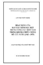 Hoạt động của ban tài chính đặc biệt trung ương cục miền nam trong kháng chiến chống mỹ  cứu nước (1965 1975)    
