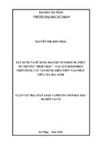 Xây dựng và sử dụng bài tập có nội dung thực tế chương “nhiệt học”   vật lí 8 nhằm phát triển năng lực vận dụng kiến thức vào thực tiễn của học sinh.