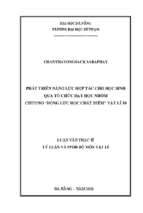 Phát triển năng lực hợp tác cho học sinh qua tổ chức dạy học nhóm chương “động lực học chất điểm” vật lí 10