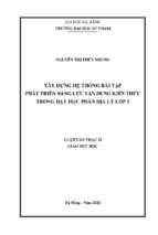Xây dựng hệ thống bài tập phát triển năng lực vận dụng kiến thức trong dạy học phần địa lí lớp 5.
