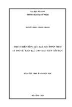 Phát triển năng lực dạy học toán theo lý thuyết kiến tạo cho giáo viên tiểu học.