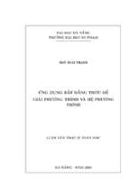 ứng dụng bất đẳng thức để giải phương trình và hệ phương trình.