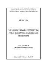 đời sống văn hóa của người việt tại cù lao ông chưởng, huyện chợ mới tỉnh an giang    