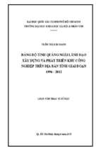 đảng bộ tỉnh quảng ngãi lãnh đạo xây dựng và phát triển khu công nghiệp trên địa bàn tỉnh giai đoạn 1996 2012    