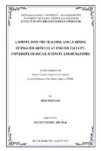 A survey into the  teaching and learning of the enghlish articles at enghlish faculty, university of social sciences and humanities    m.a. 