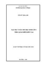 Dạy học toán cho học sinh lớp 4 theo quan điểm kiến tạo.