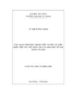 ứng dụng phương trình tiếp tuyến và điều kiện tiếp xúc để sáng tạo và giải một số bài toán cơ bản.