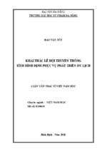 Khai thác lễ hội truyền thống tỉnh bình định phục vụ phát triển du lịch.