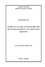 Nghiên cứu vật liệu axit humic biến tính để ứng dụng hấp phụ cu2+, pb2+ trong dung dịch nước.