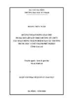 Quản lý hoạt động giáo dục ngoài giờ lên lớp theo hướng tổ chức các hoạt động trải nghiệm tại các trường trung học cơ sở thành phố pleiku tỉnh gia lai.