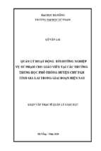 Quản lý hoạt động bồi dưỡng nghiệp vụ sư phạm cho giáo viên tại các trường trung học phổ thông huyện chư păh tỉnh gia lai trong giai đoạn hiện nay.