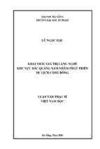 Khai thác giá trị của làng nghề khu vực bắc quảng nam nhằm phát triển du lịch cộng đồng.