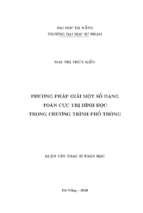 Phương pháp giải một số dạng toán cực trị hình học trong chương trình phổ thông.
