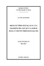 Khảo sát tính chất kỵ nước của graphene pha tạp nitơ và boron bằng lý thuyết phiếm hàm mật độ.