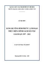 đảng bộ tỉnh bình phước lãnh đạo thực hiện chính sách dân tộc giai đoạn 1997   2012    
