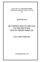Quá trình du nhập của nho giáo vào việt nam từ đầu công nguyên đến thế kỷ xix    