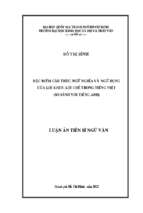 đặc điểm cấu trúc, ngữ nghĩa và ngữ dụng của lời khen, lời chê trong tiếng việt (so sánh với tiếng anh)    
