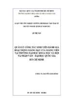 Quản lý công tác sinh viên đánh giá hoạt động giảng dạy của giảng viên tại trường đại học khoa học xã hội và nhân văn   đại học quốc gia hồ chí minh    