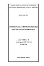 Câu hỏi của giáo viên trong giảng dạy ở trường phổ thông trung học    