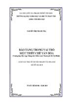 Bảo tàng trong vai trò một thiết chế văn hóa (trường hợp bảo tàng chứng tích chiến tranh thành phố hồ chí minh)    
