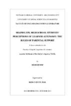 Shaping efl high school students' perceptions of learner autonomy the roles of parental support    m.a. 