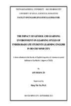 The impact of gender and learning environment on learning styles of undergradute students leraning english in ho chi minh city    m.a. 