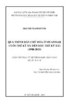 Quá trình dân chủ hóa ở myanmar cuối thế kỷ xx đầu thế kỷ xxi (1988 2013)    