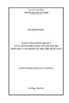 Quản lý hoạt động dạy học ở các trường phổ thông dân tộc bán trú trung học cơ sở huyện tây trà tỉnh quảng ngãi.