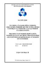 The impact of website reputation, website quality on trust, perceived risk and intention of repurchase at website of customers