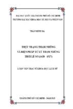 Thực trạng tham nhũng và biện pháp xử lý tham nhũng thời lê sơ (1428 1527)    