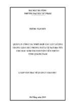 Quản lý công tác phối hợp các lực lượng trong giáo dục phòng ngừa tệ nạn ma tuý cho học sinh thcs huyện tiên phước, tỉnh quảng nam.