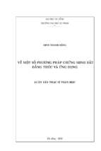 Về một số phương pháp chứng minh bất đẳng thức và ứng dụng