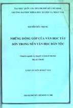 Những đóng góp của văn học tây sơn trong nền văn học dân gian    