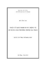 Toán tử khả nghịch suy rộng và áp dụng giải phương trình ma trận.