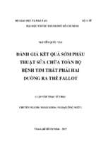 đánh giá kết quả sớm phẫu thuật sửa chữa toàn bộ bệnh tim thất phải hai đường ra thể fallot