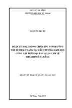 Quản lý hoạt động chăm sóc nuôi dưỡng trẻ dưới 36 tháng tuổi tại các trường mầm non công lập trên địa bàn quận cẩm lệ thành phố đà nẵng.