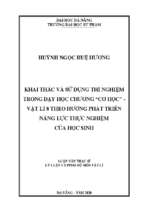 Khai thác và sử dụng thí nghiệm trong dạy học chương “cơ học”   vật lí 8 theo hướng phát triển năng lực thực nghiệm của học sinh
