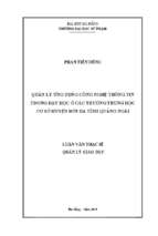 Quản lý ứng dụng công nghệ thông tin trong dạy học ở các trường trung học cơ sở huyện sơn hà tỉnh quảng ngãi.