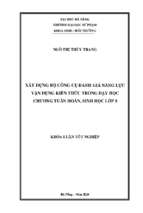 Xây dựng bộ công cụ đánh giá năng lực vận dụng kiến thức trong dạy học chương tuần hoàn, sinh học lớp 8.