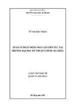 Quản lý hoạt động đào tạo liên tục tại trường đại học kỹ thuật y   dược đà nẵng.