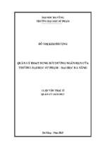 Quản lý hoạt động bồi dưỡng ngắn hạn của trường đại học sư phạm   đại học đà nẵng.