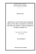 ảnh hưởng của chất lượng dịch vụ nội bộ đến hiệu quả công việc và giá trị đồng tạo sinh của nhân viên. một nghiên cứu trong ngành dịch vụ làm đẹp và chăm sóc tóc