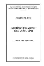 Nghiên cứu địa danh tỉnh quảng bình    